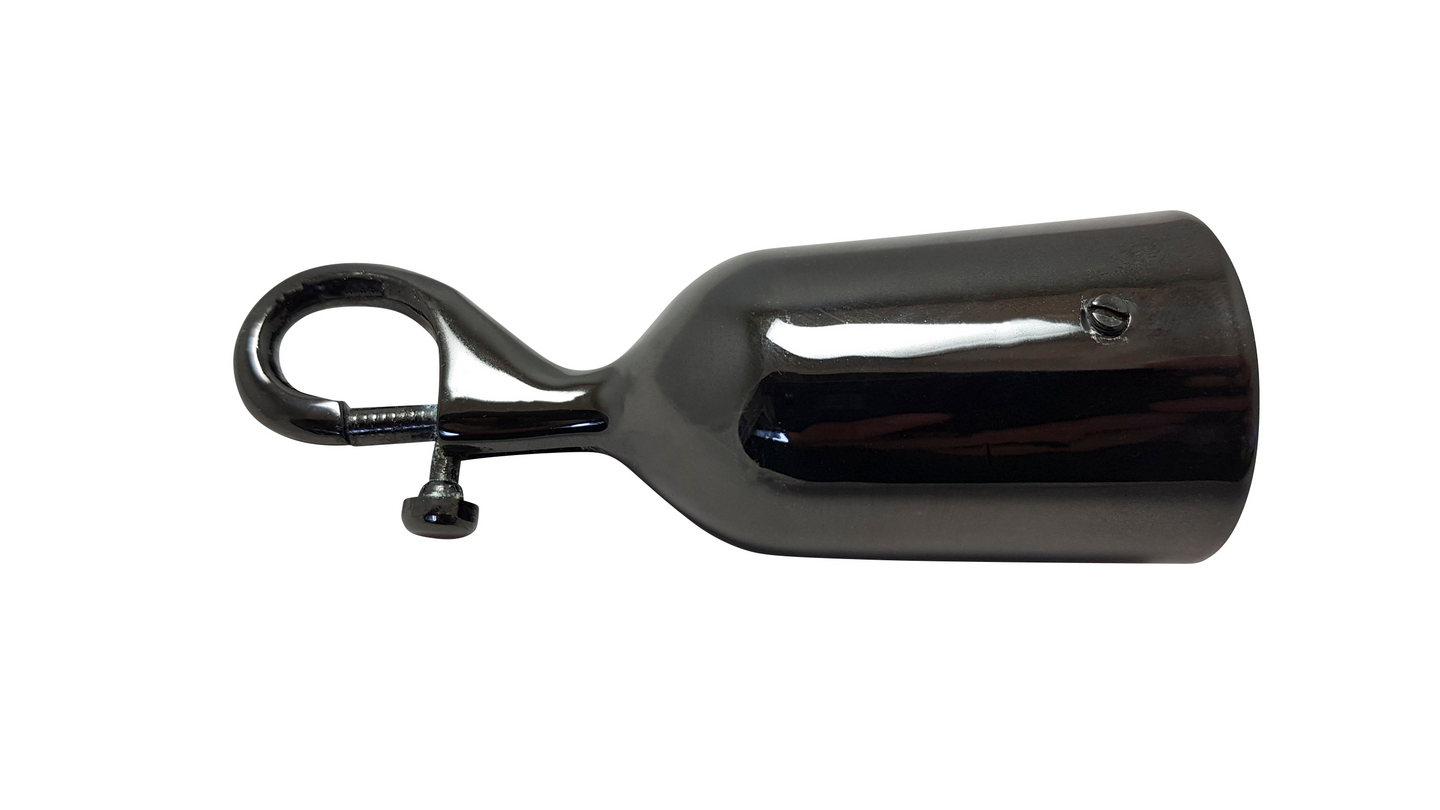 Kaideköyden päätytulppa haalla 35mm niklattu messinki musta