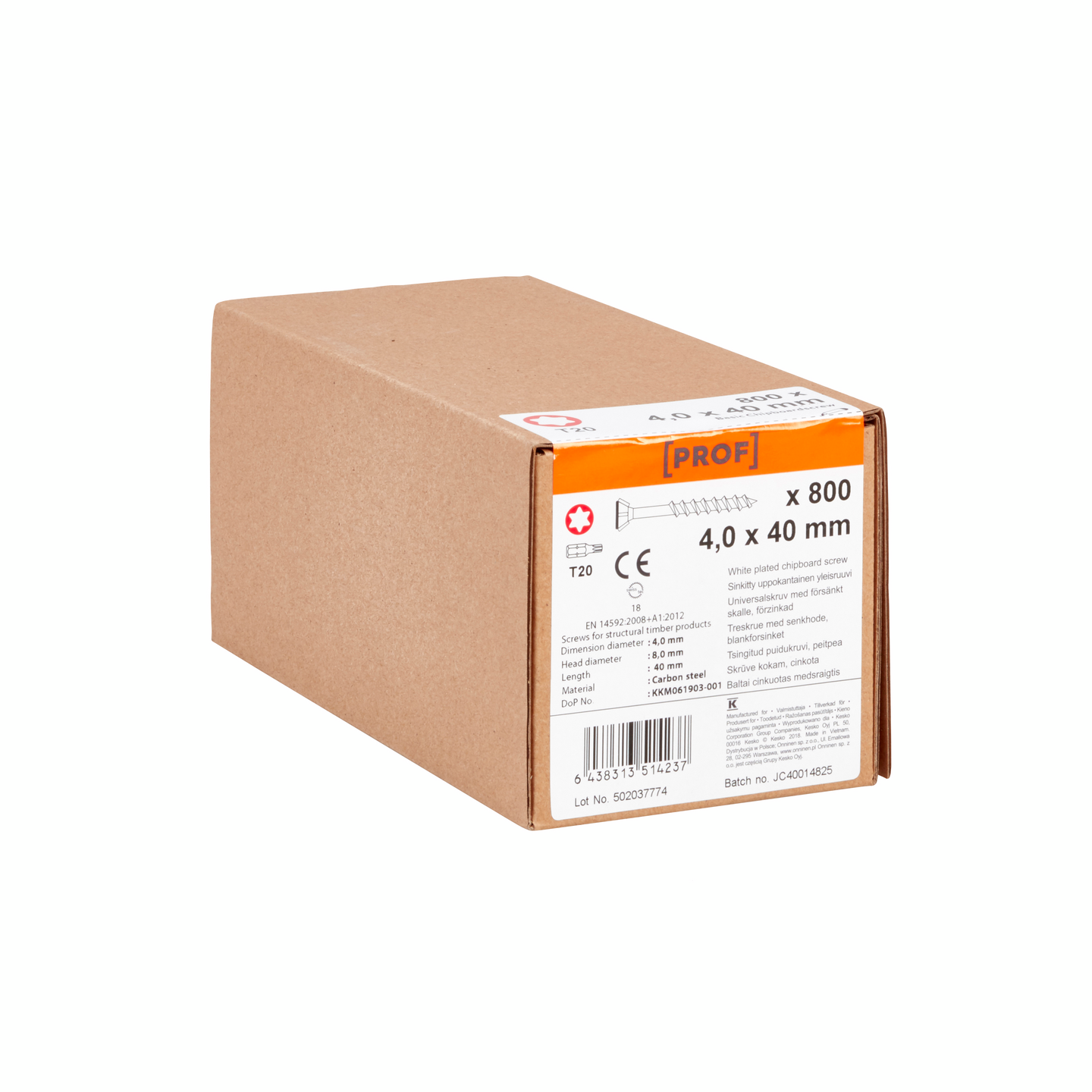 Yleisruuvi PROF Basic T20 Zn uppokanta 4x40 800kpl