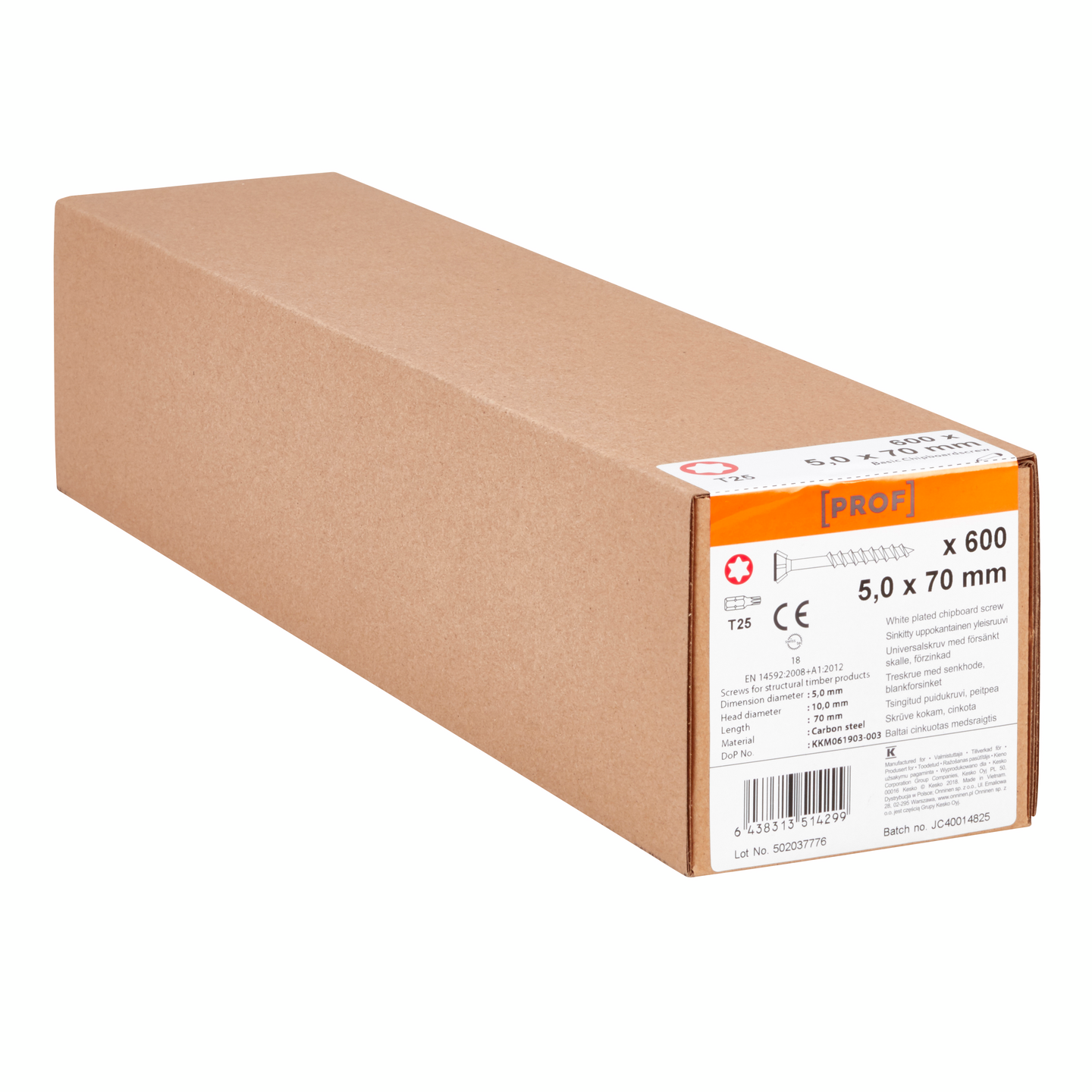 Yleisruuvi PROF Basic T25 Zn uppokanta 5x70 600kpl