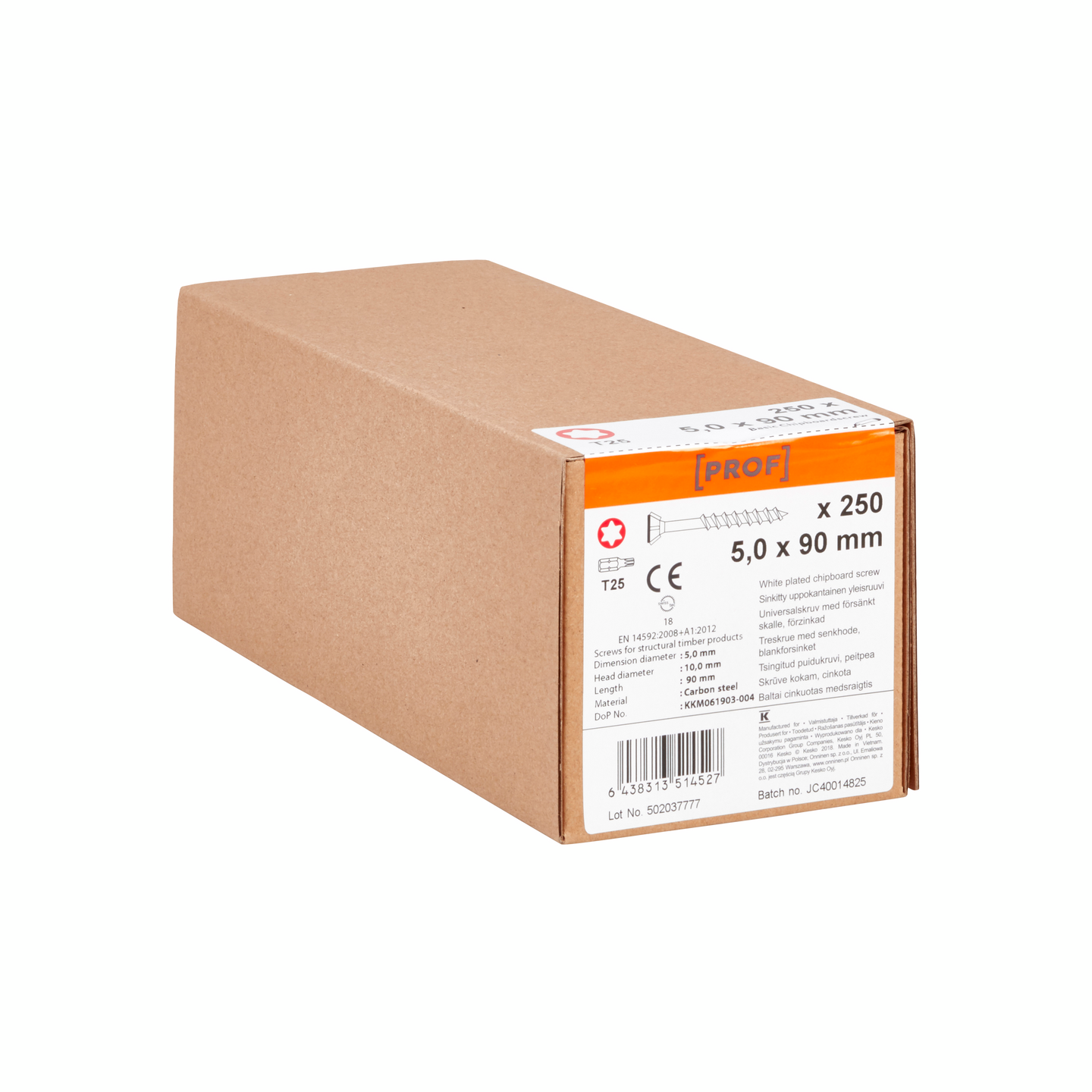 Yleisruuvi PROF Basic T25 Zn uppokanta 5x90 250kpl