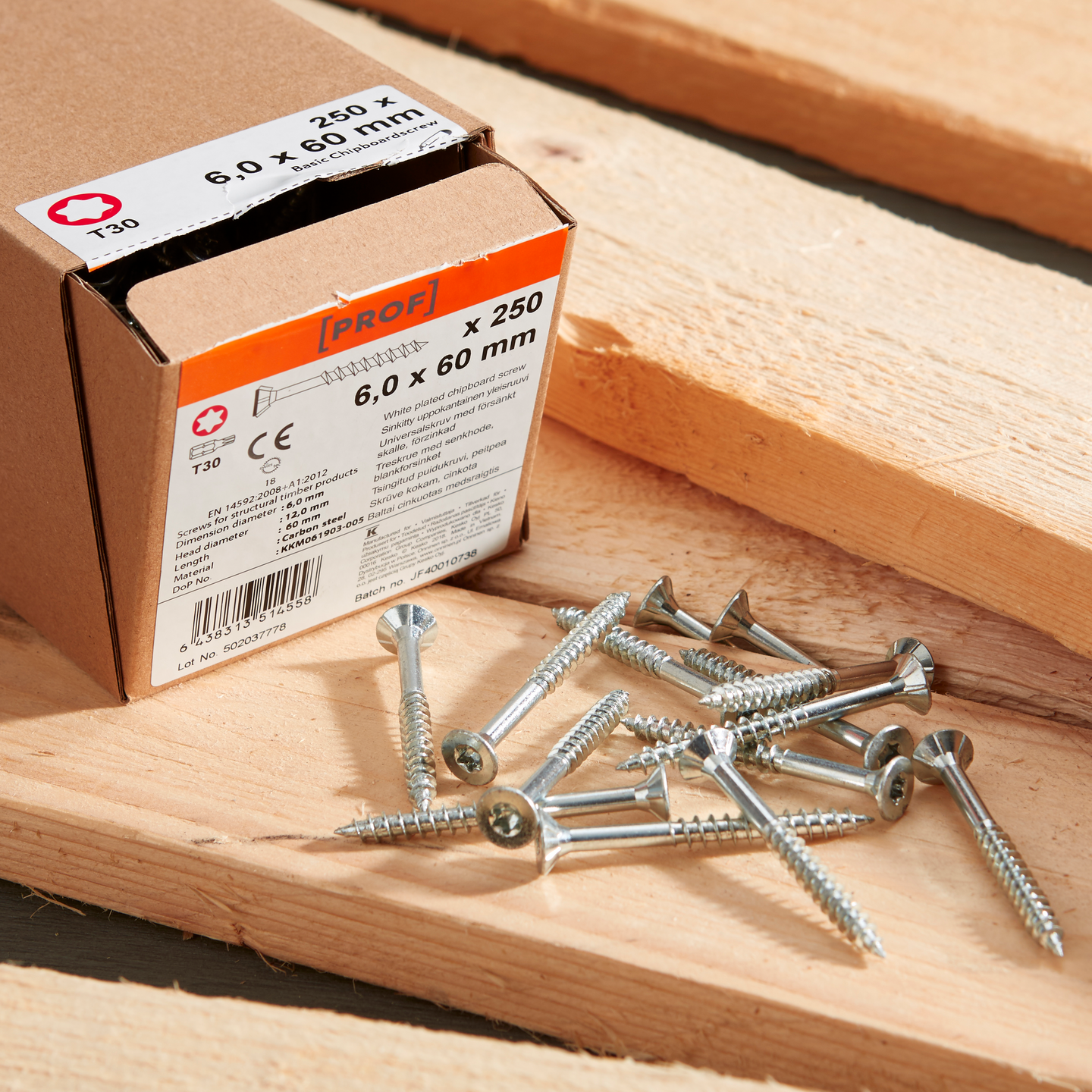 Yleisruuvi PROF Basic T30 Zn uppokanta 6x60 250kpl