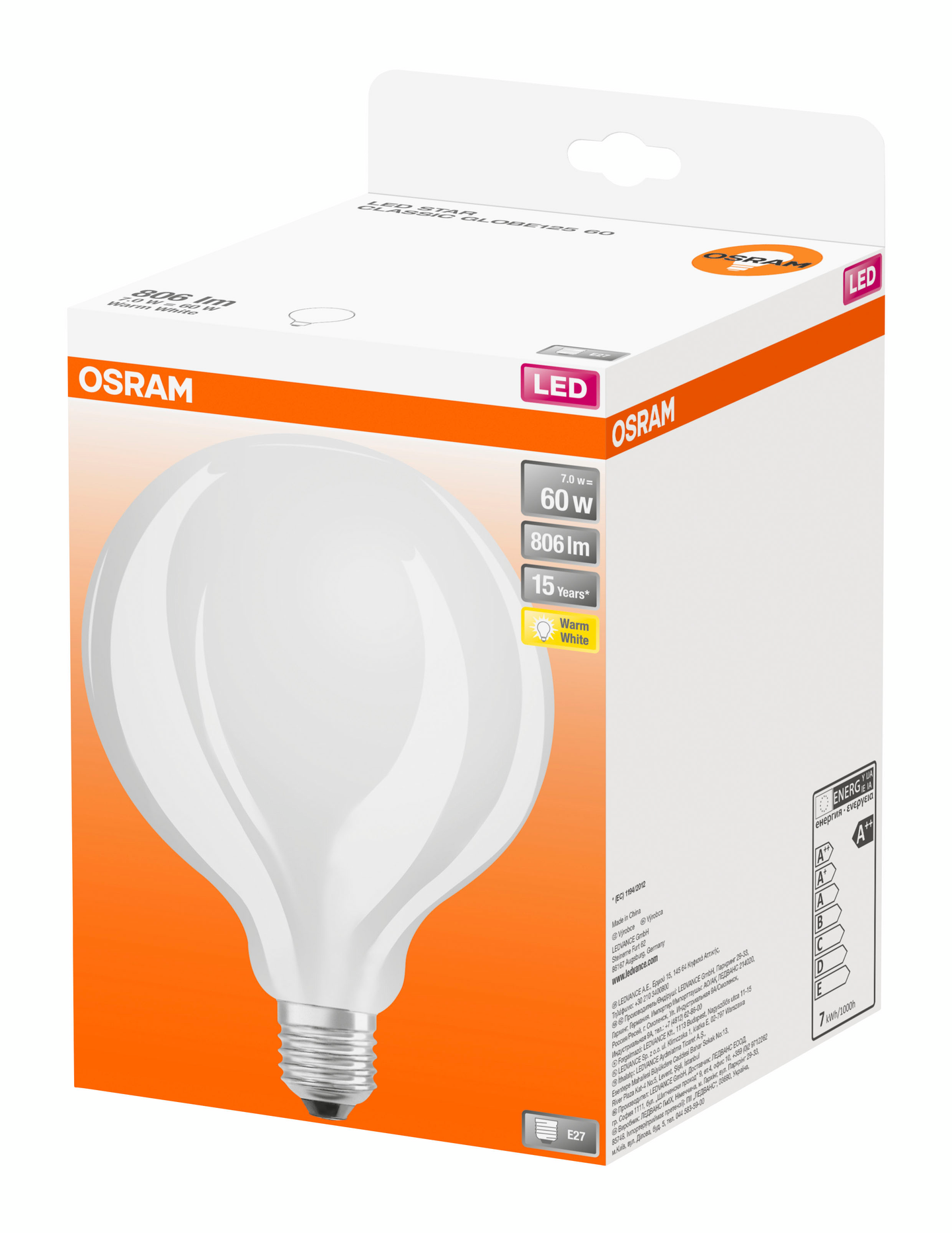 Led-lamppu OSRAM Retrofit Globe 125 E27