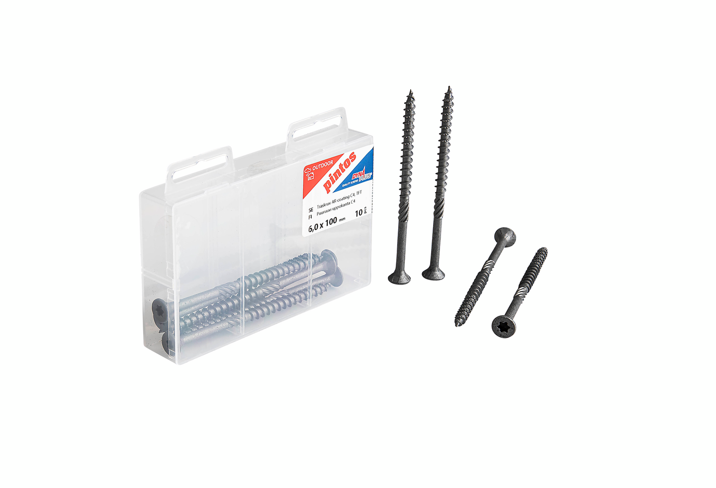 Puuruuvi Pintos 6x100/55 C4 uppokanta 10kpl