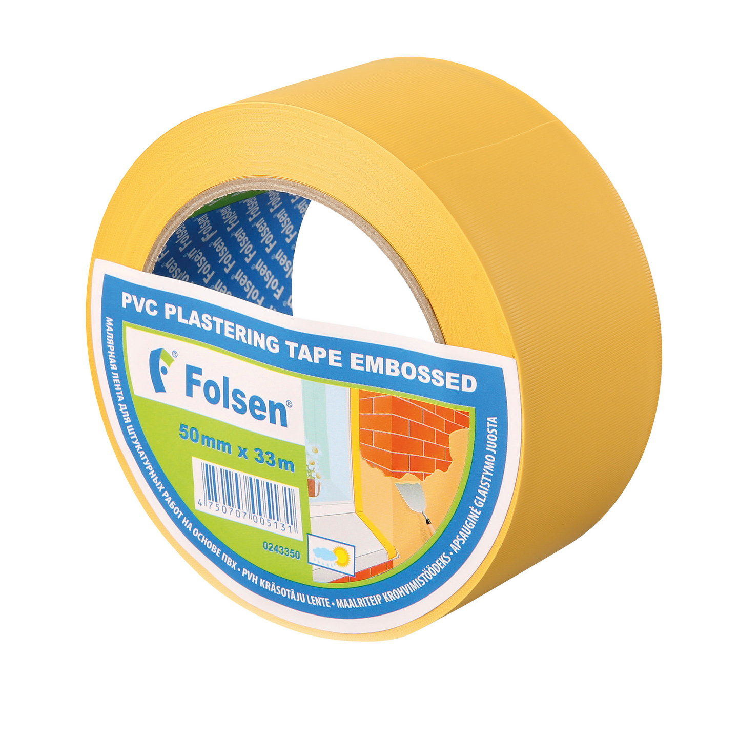 Rakennusteippi Folsen PVC 50mmx33m keltainen - K-Rauta