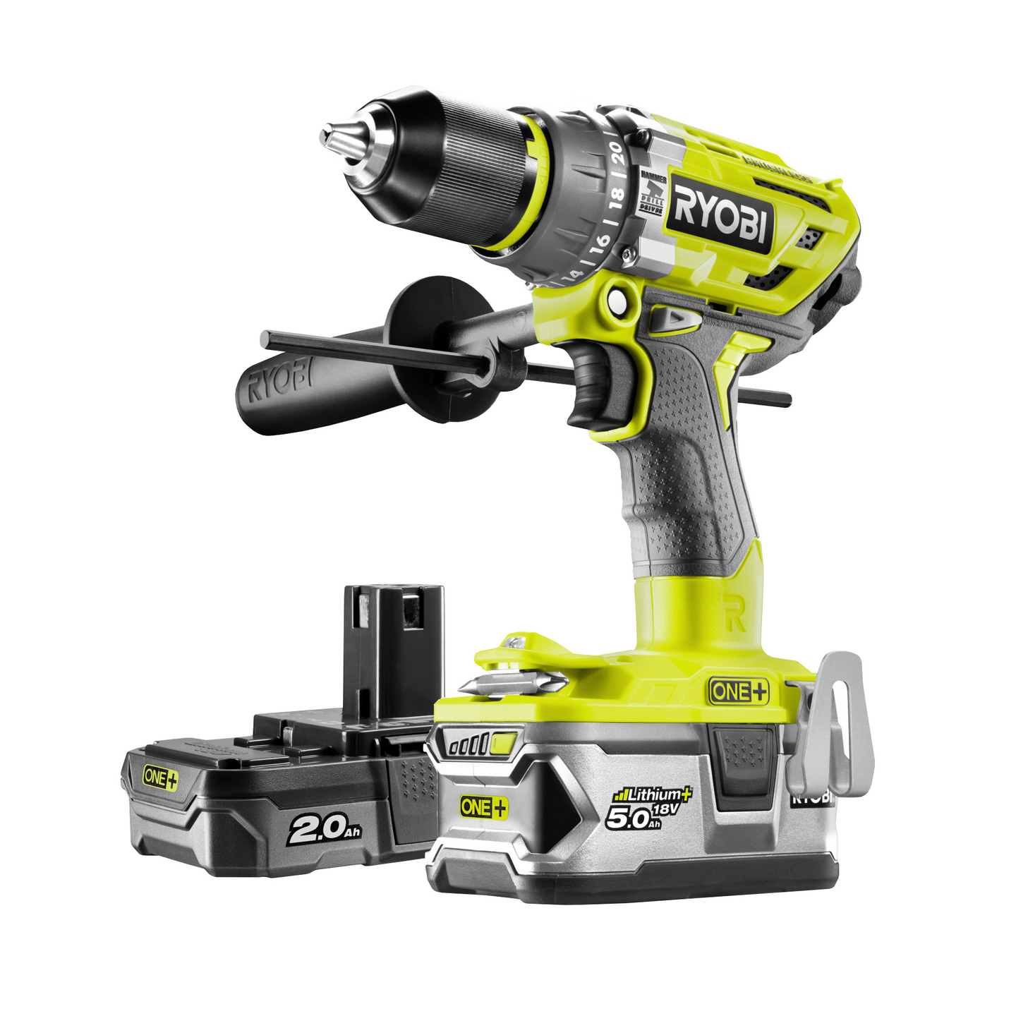 Akkuporakone Ryobi R18PD7-252S 18V ONE+ 5,0+2,0Ah