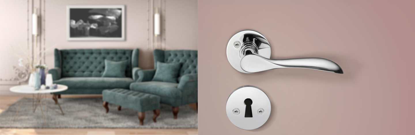 Sisäovenpainike Beslagsboden Design B857KN kiiltävä kromattu