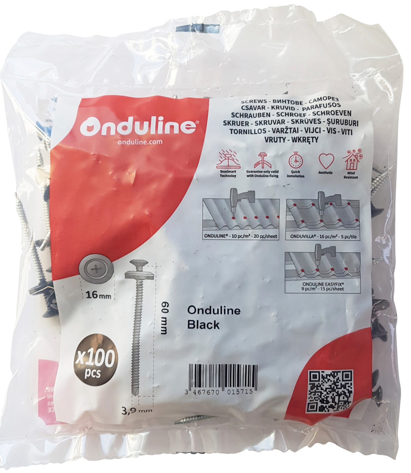 Ruuvi Onduline 3,9x60mm 100kpl