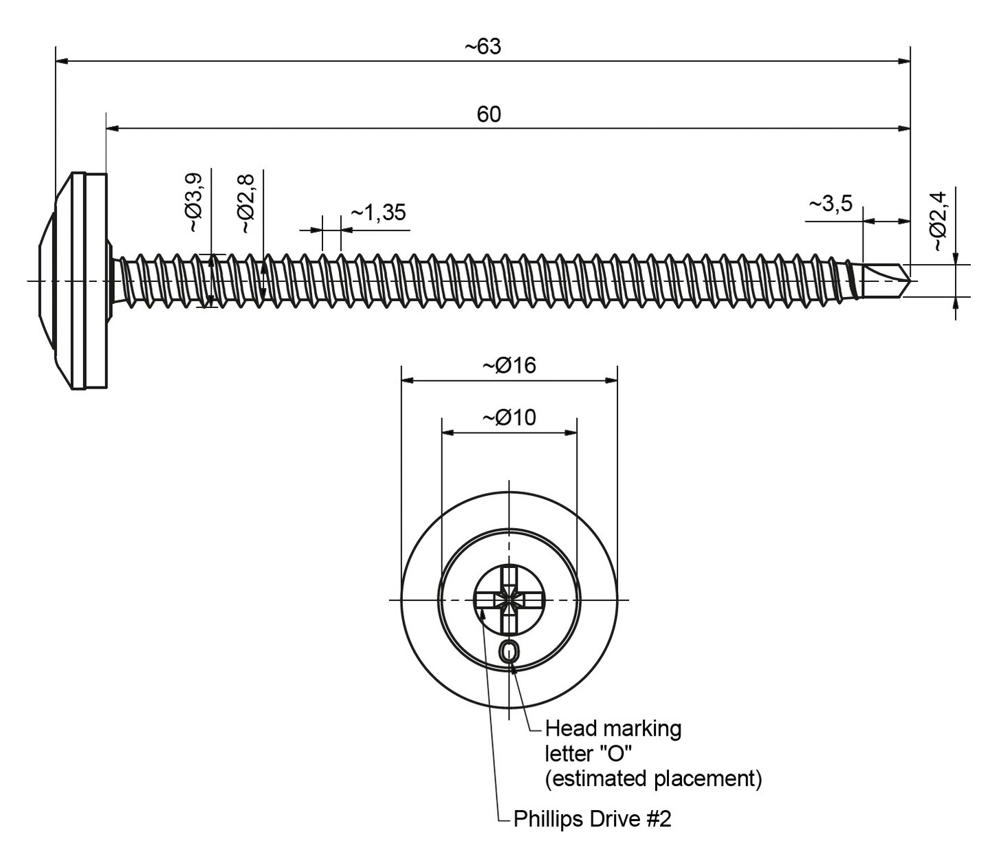 Ruuvi Onduline 3,9x60mm 100kpl