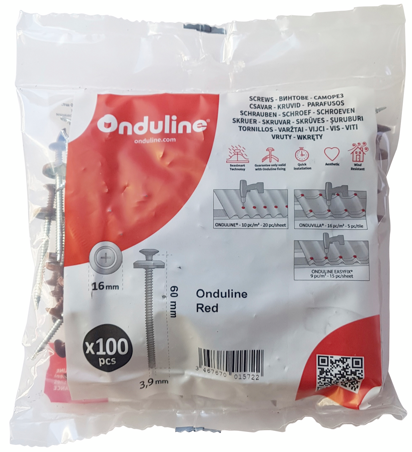 Ruuvi Onduline 3,9x60mm 100kpl