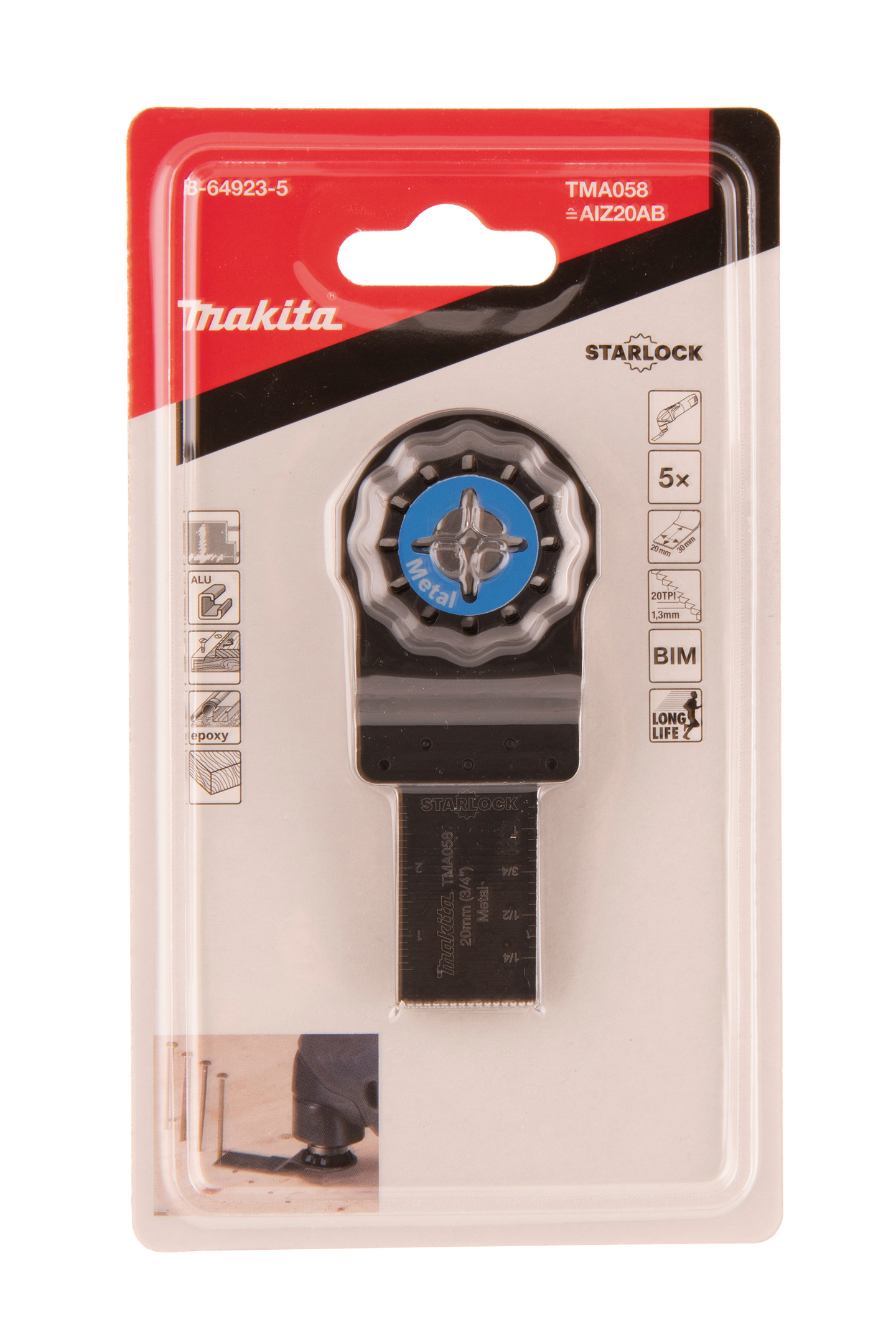 Sahanterä Makita upotukseen 20mm BIM pehmeä metalli 5kpl