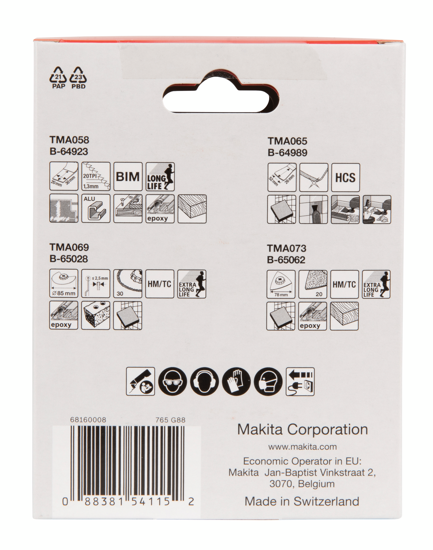 Teräsarja Makita monitoimikoneeseen laattasarja 4-osainen