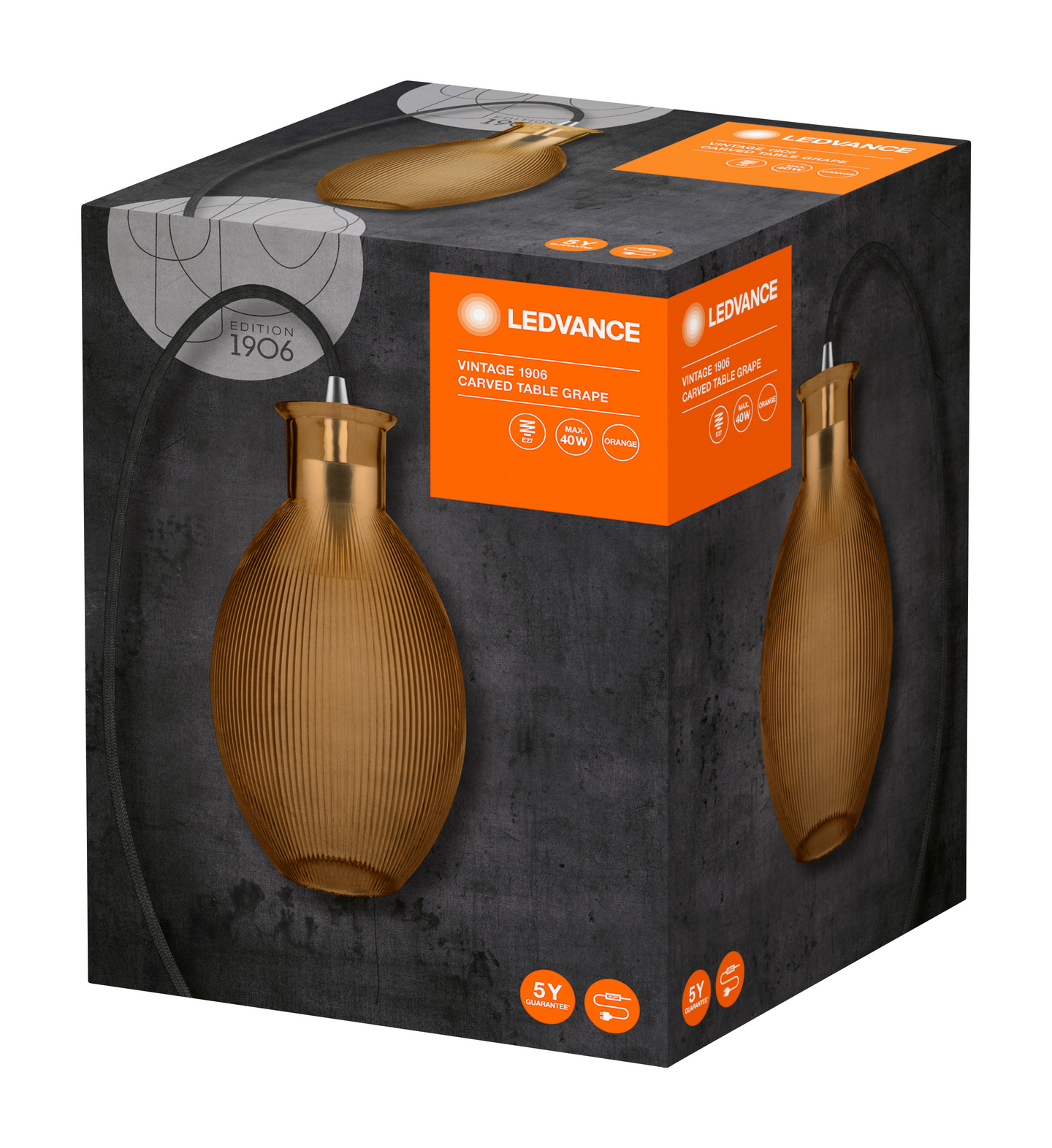 Pöytävalaisin LEDVANCE Vintage Edition 1906 Carved Table Grape Glass Orange
