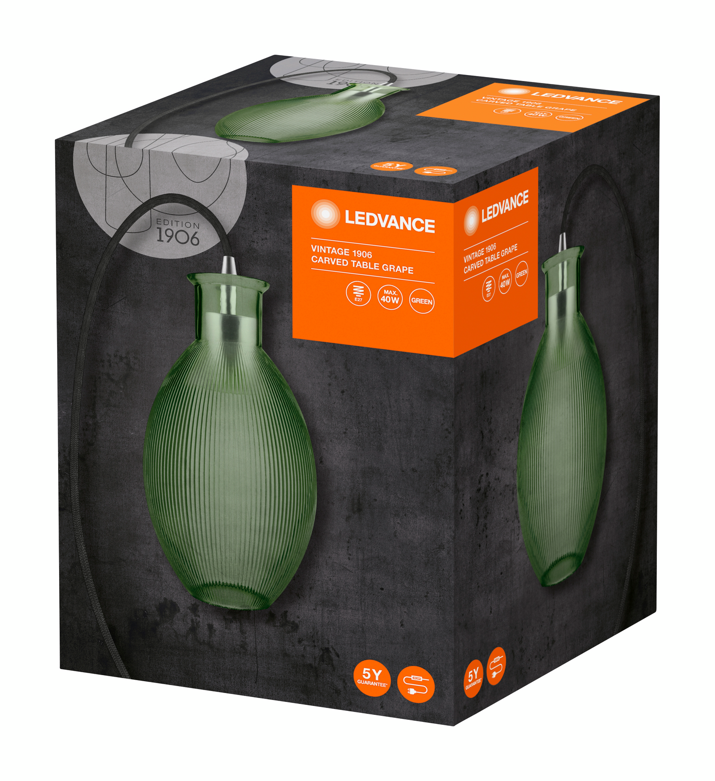 Pöytävalaisin LEDVANCE Vintage Edition 1906 Carved Table Grape Glass Green