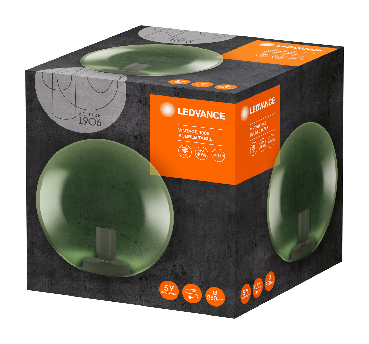 Pöytävalaisin LEDVANCE Bubble Table Glass Green 250x245