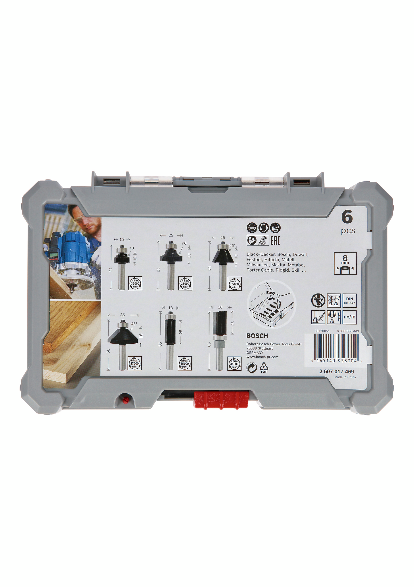 Jyrsinteräsarja Bosch hm mixed 8mm 6kpl