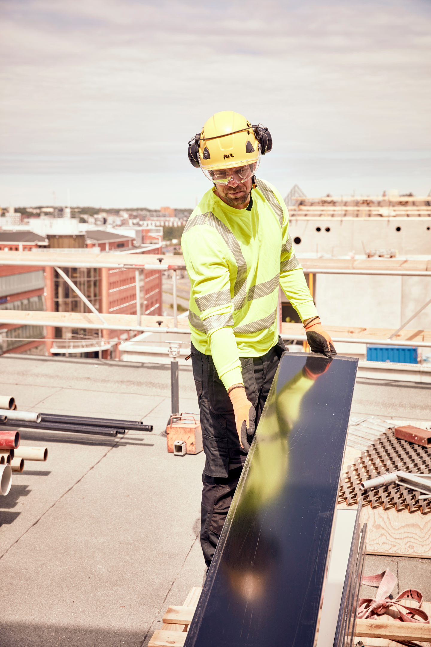 T-paita PROF Hi-Vis pitkähihainen keltainen koko XL