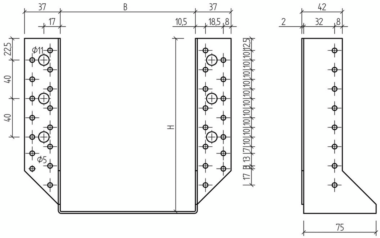 Palkkikenkä Paslode ulkopuolinen 115x190mm 195-310mm palkille 212370