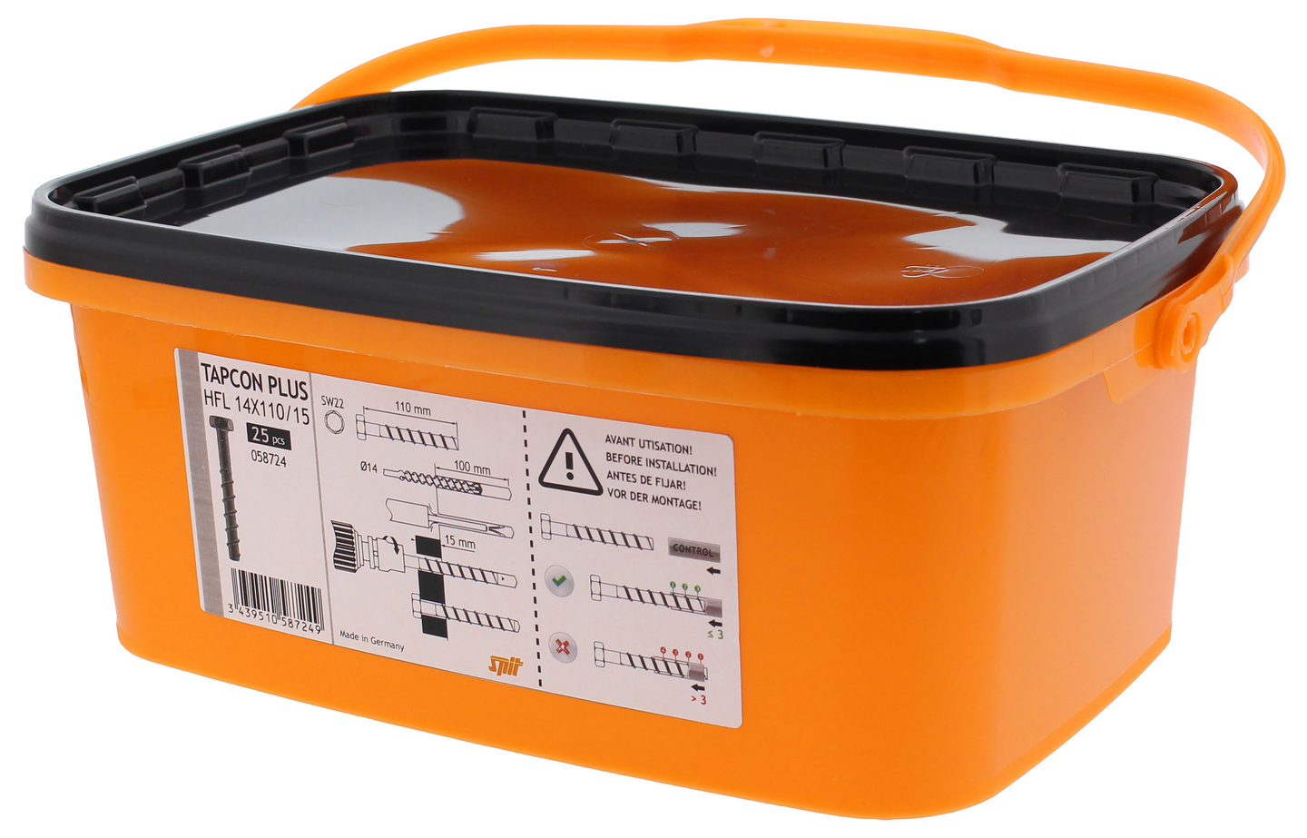 Betoniruuvi SPIT TAPCON PLUS 12x105/15 HEX SW22 25kpl