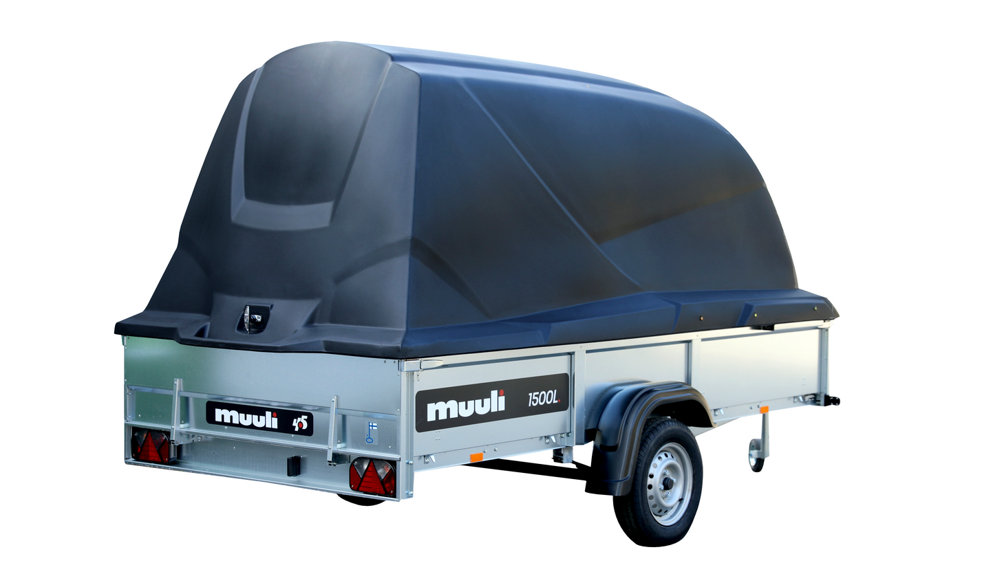 Peräkärry Muuli 1500L + musta Juncar-kuomu 120cm (ei sis. kuomun asennusta)