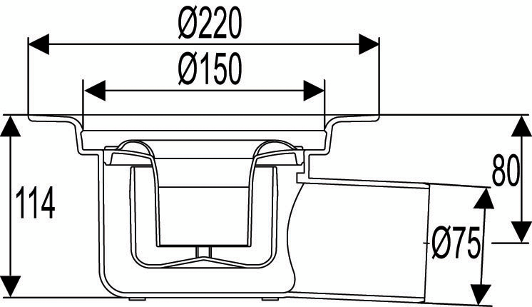 Lattiakaivo Uponor DN75 matala vaaka