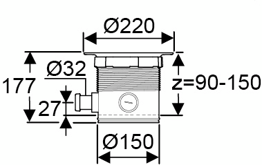 Korokerengas Uponor 150 90-150mm 2x32mm sivuliitos
