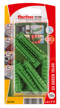 Nailontulppa Fischer SX Green 10x50 K 10kpl