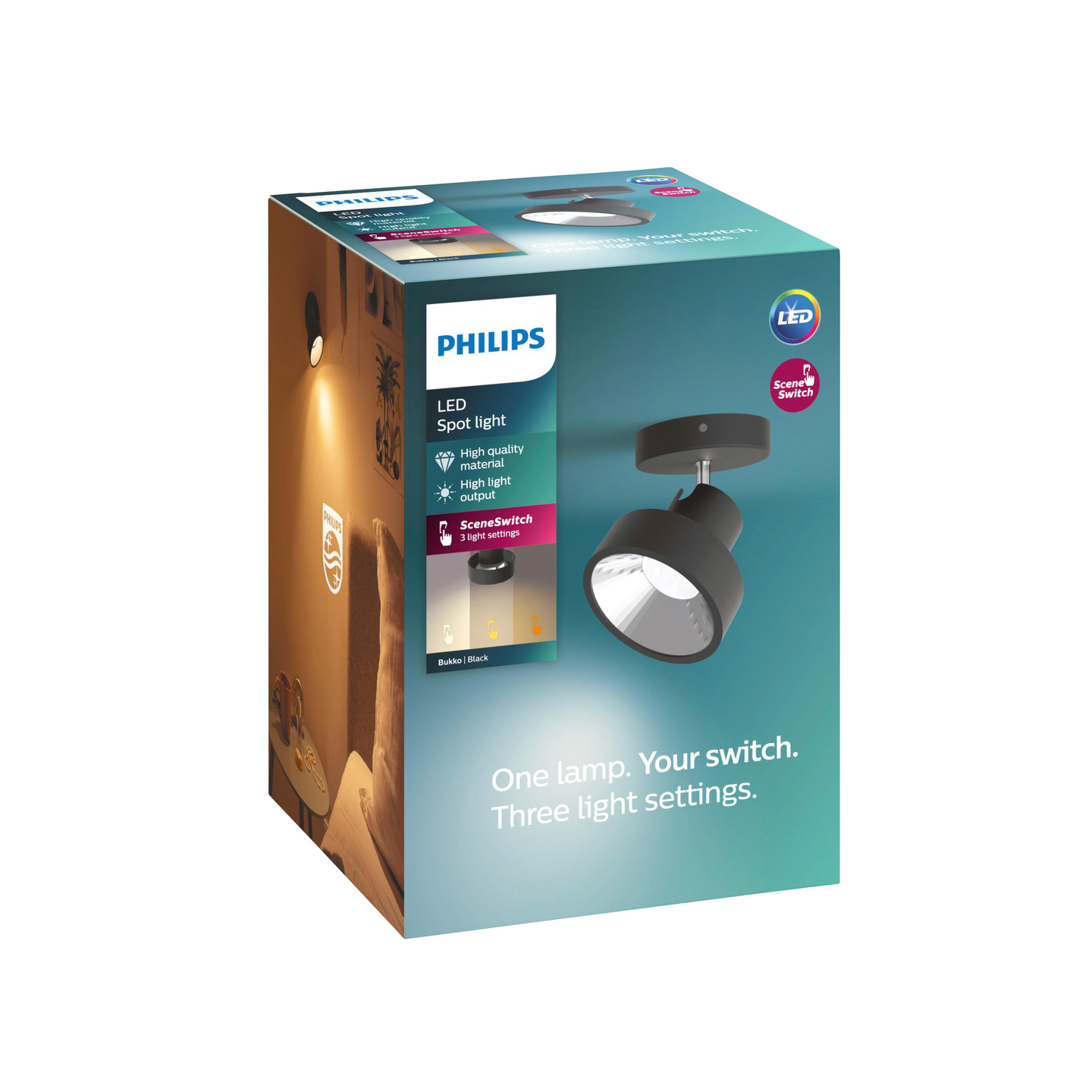 Spottivalaisin Philips Bukko 1-osainen 430lm musta