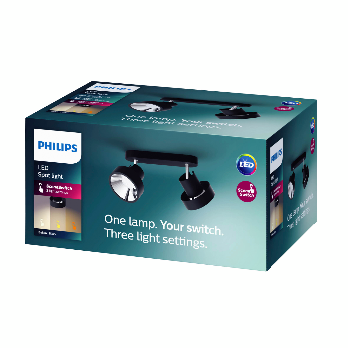 Spottivalaisin Philips Bukko 2-osainen 860lm musta