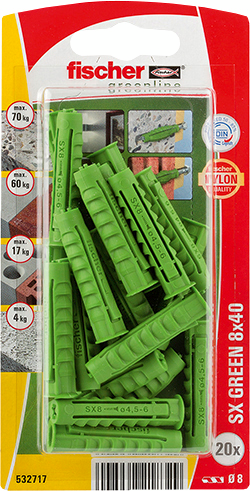 Nailontulppa Fischer SX Green 8x40 K 20kpl