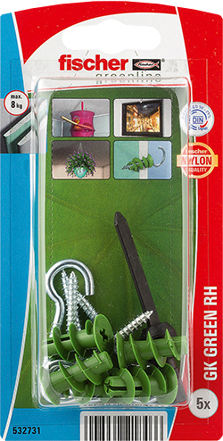 Kipsilevyankkuri Fischer GK Green RH K ja koukut 5kpl