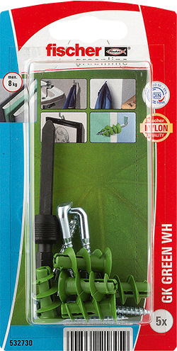 Kipsilevyankkuri Fischer GK Green WH K ja L koukut 5kpl