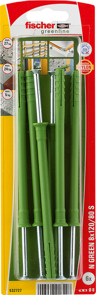Naulatulppa fischer N Green 8x120/80 S K 6kpl