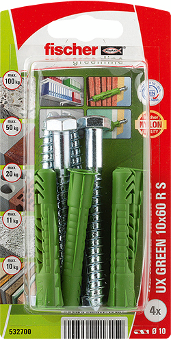 Yleistulppa Fischer UX Green 10x60 R S K ja ruuvit 4kpl