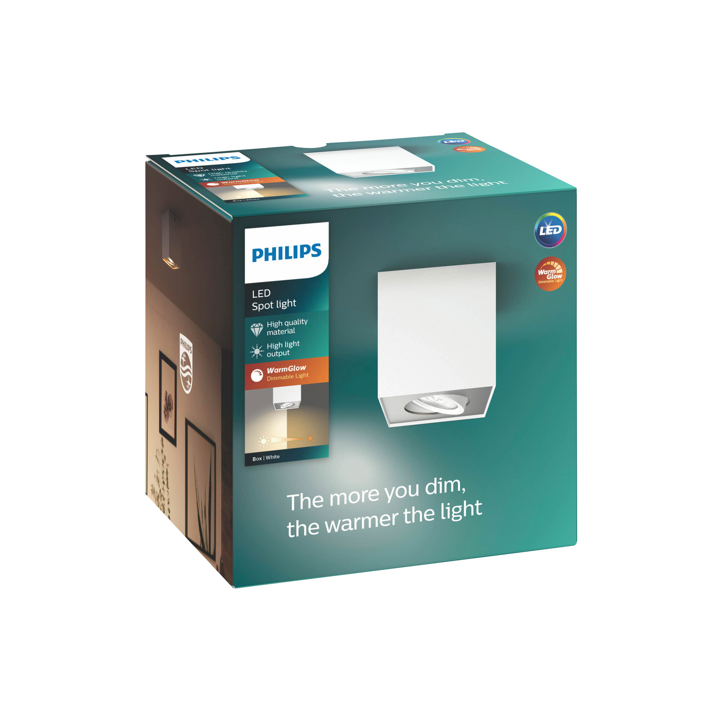 Spottivalaisin Philips Warmglow Box 1-osainen 500lm valkoinen