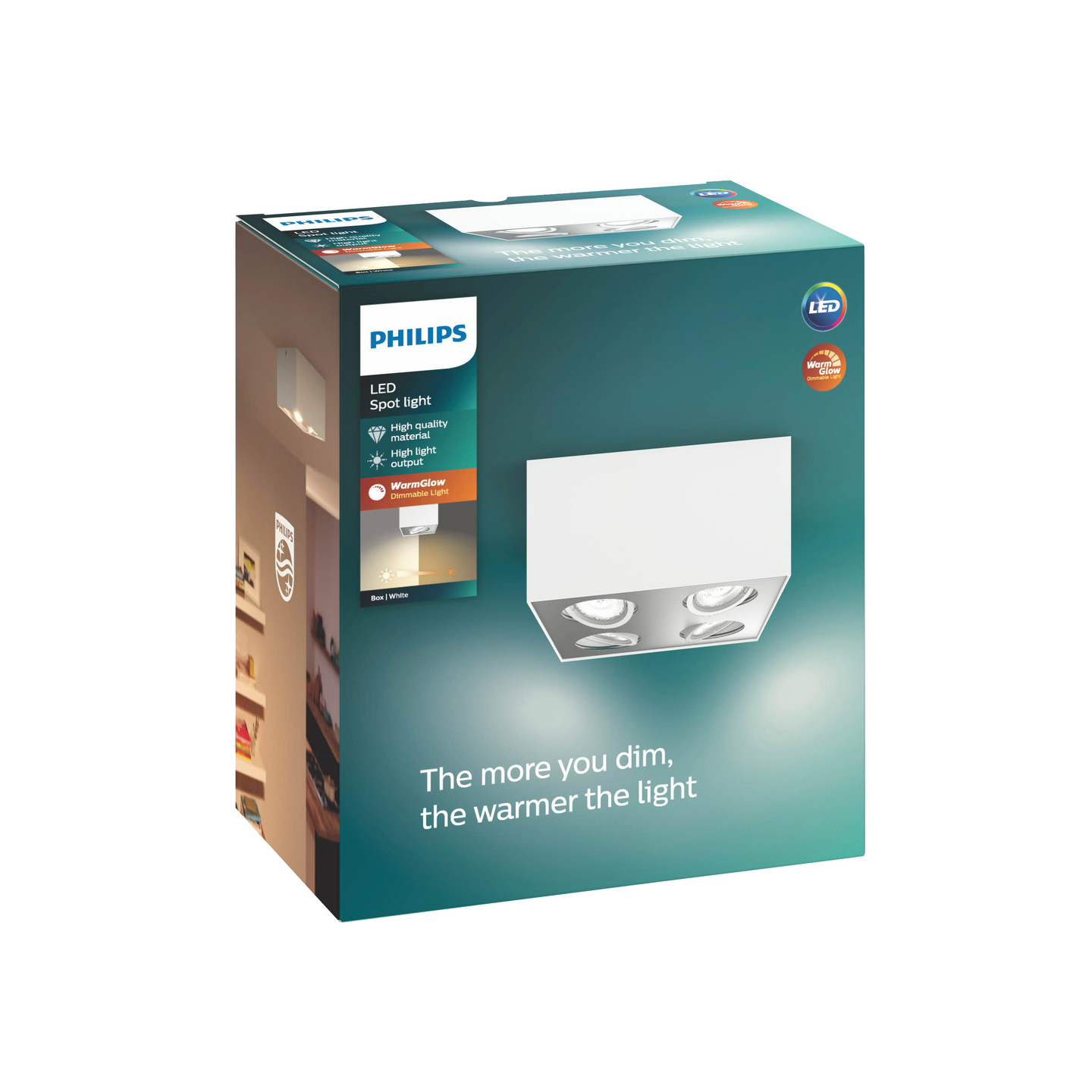Spottivalaisin Philips Warmglow Box 4-osainen 2000lm valkoinen