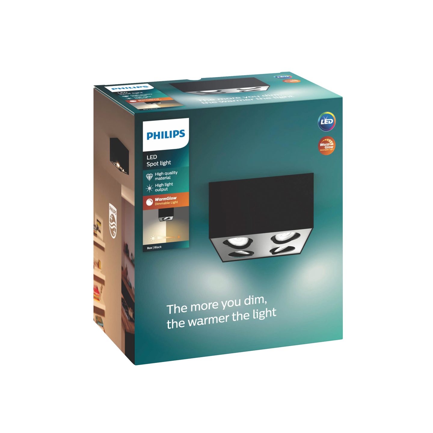 Spottivalaisin Philips Warmglow Box 4-osainen 2000lm musta