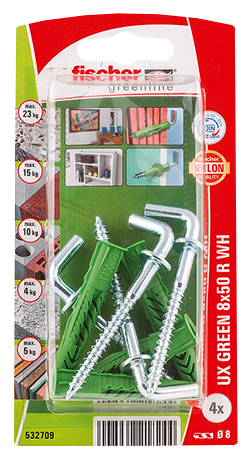 Yleistulppa Fischer UX Green 8x50 R WH K ja L koukut 4kpl