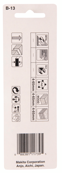 Pistosahanterä Makita B-13 75mm HCS puu/muovi 2kpl