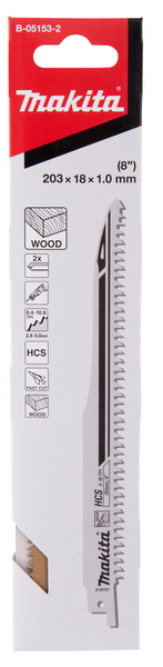 Puukkosahanterä Makita 200mm HCS 6-10tpi puu 2kpl