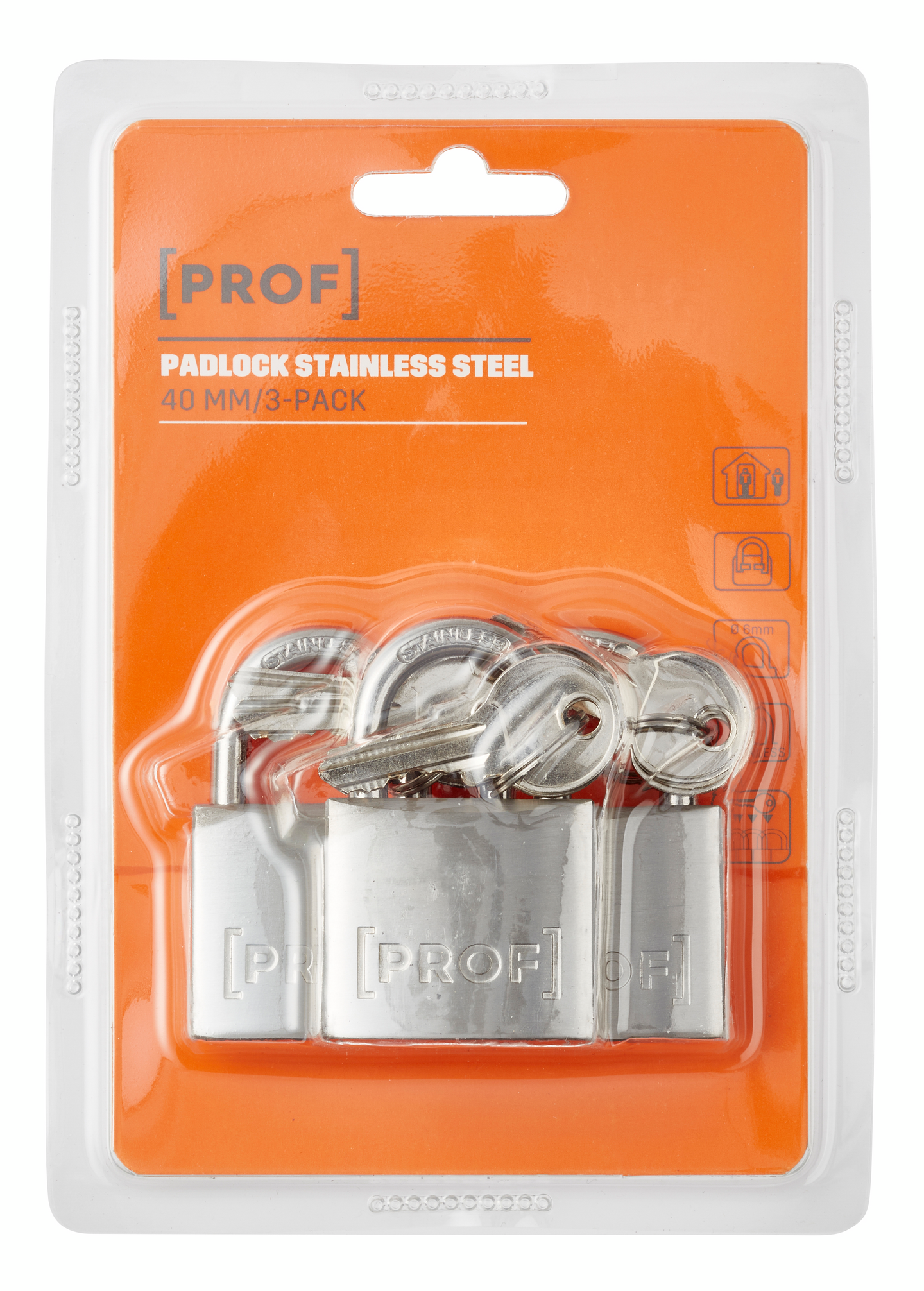 Riippulukko PROF 40mm rst A2 3kpl