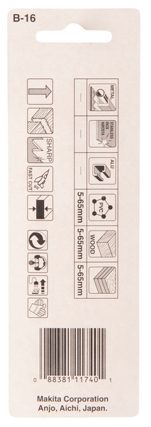 Pistosahanterä Makita B-16 75mm HCS puu/muovi 2kpl