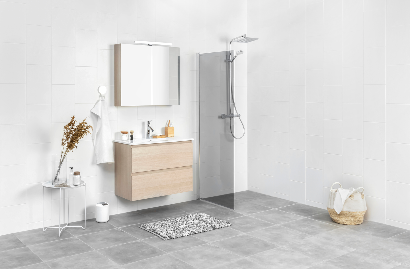 Suihkuseinä Cello Basic 195x80cm savu kääntyvä