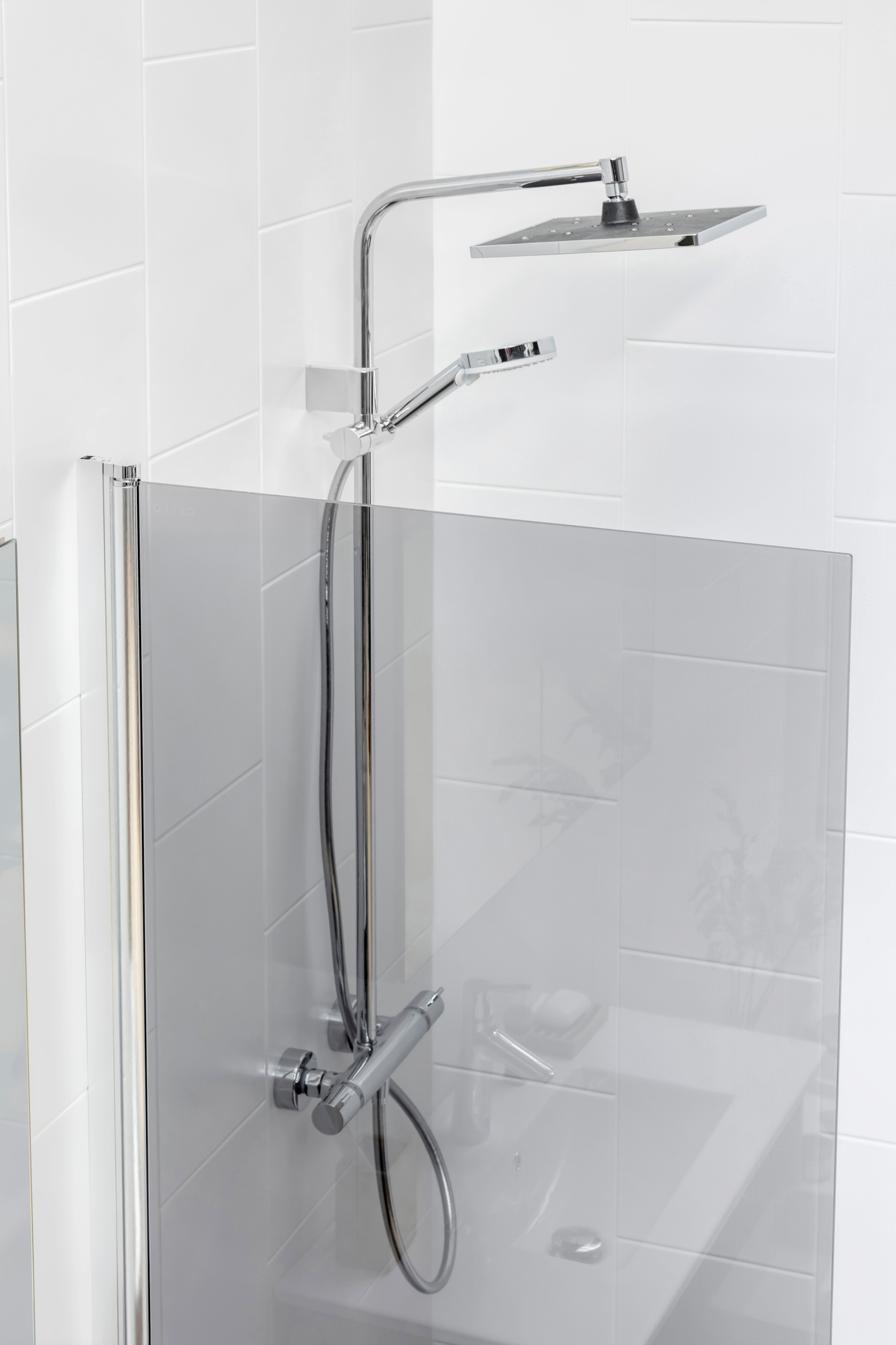 Suihkuseinä Cello Basic 195x80cm savu kääntyvä