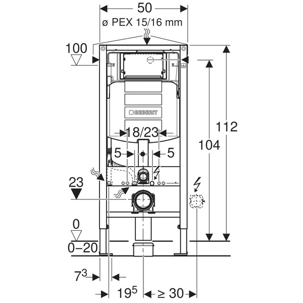 Asennusteline Geberit Duofix Sigma korkeus 112cm