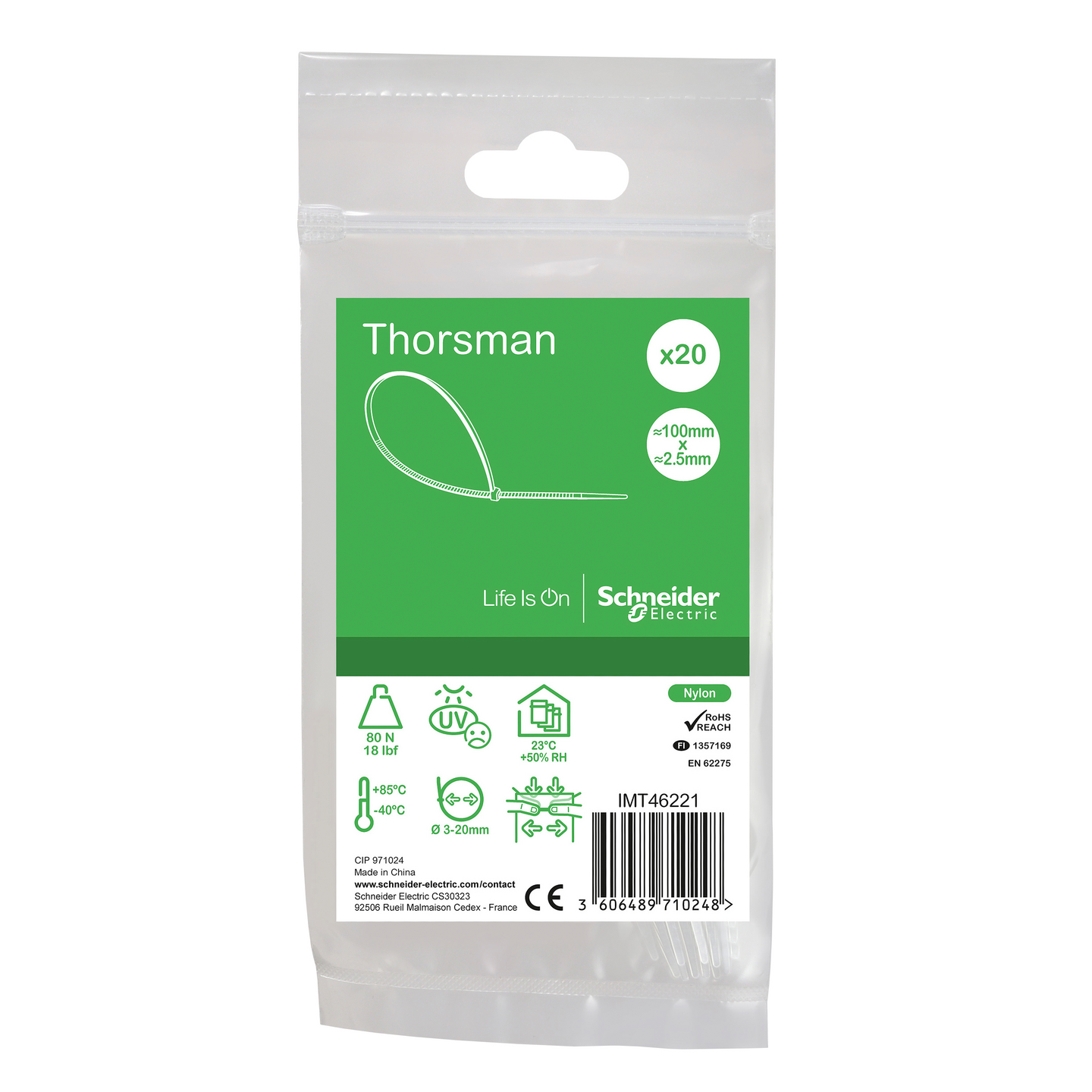 Johdinside Thorsman 100x2,5mm kirkas 20kpl