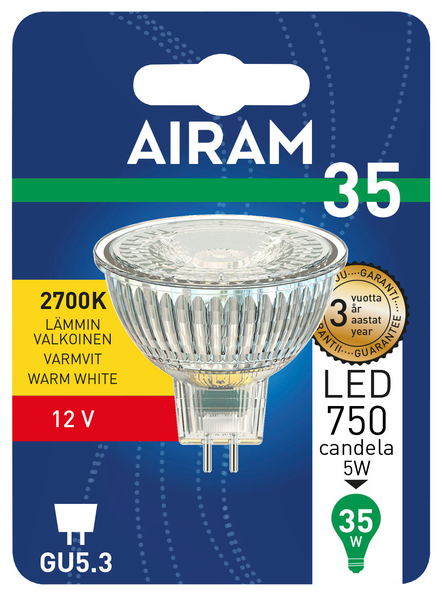 Led-kohdelamppu Airam 345lm 2700K GU5,3