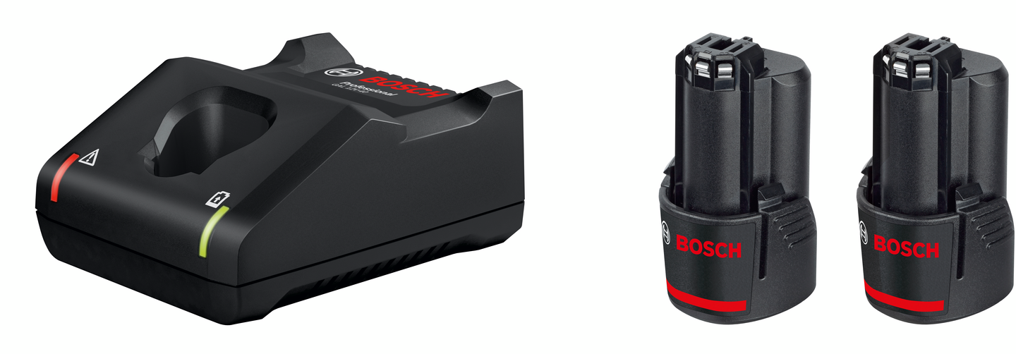 Akkulaturipaketti Bosch 12V 2x2,0Ah ja Gal 12V-40