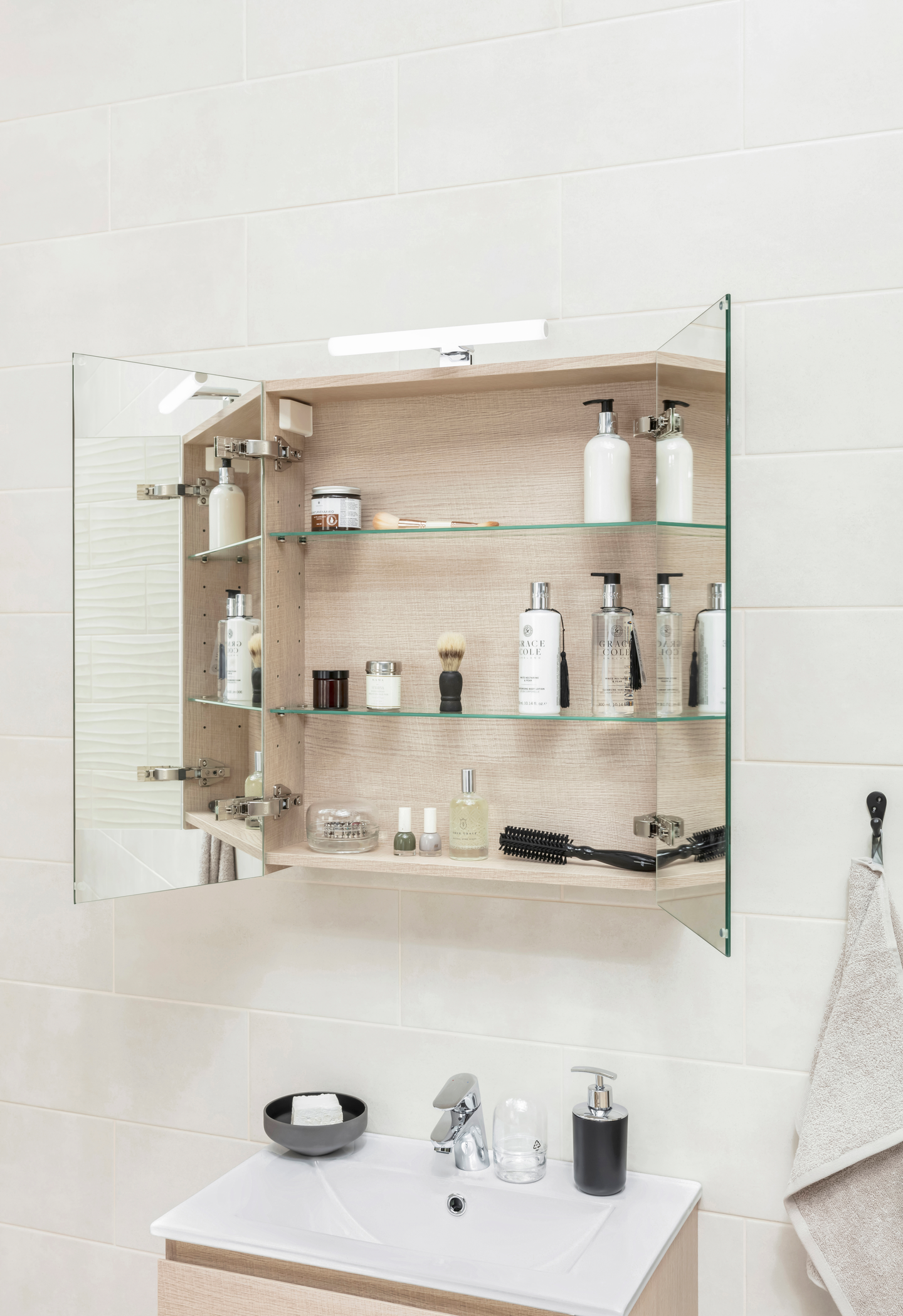 Peilikaappi Cello Sea 60cm vaalea tammi