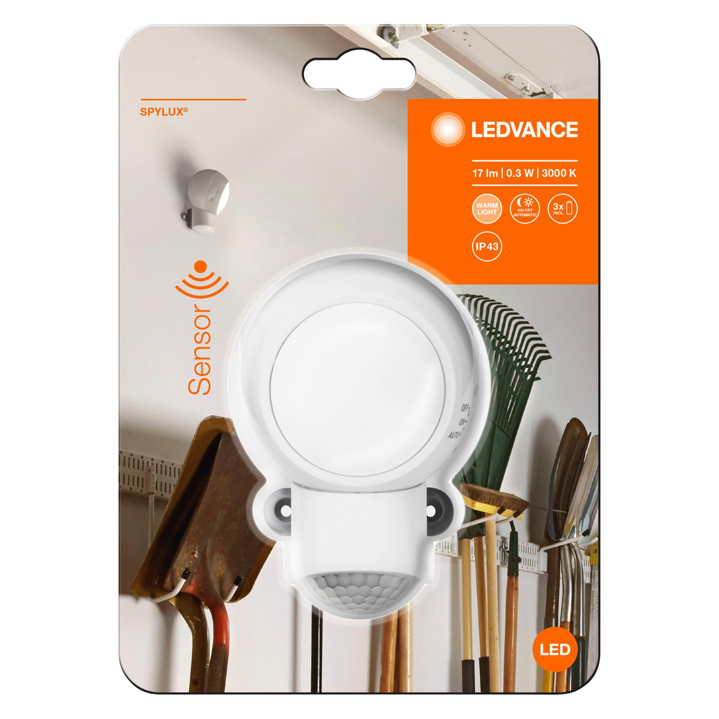 LEDLAMPA SPYLUX M RÖRELSEVAK INKL 3ST AAA BATTERI LEDVANCE