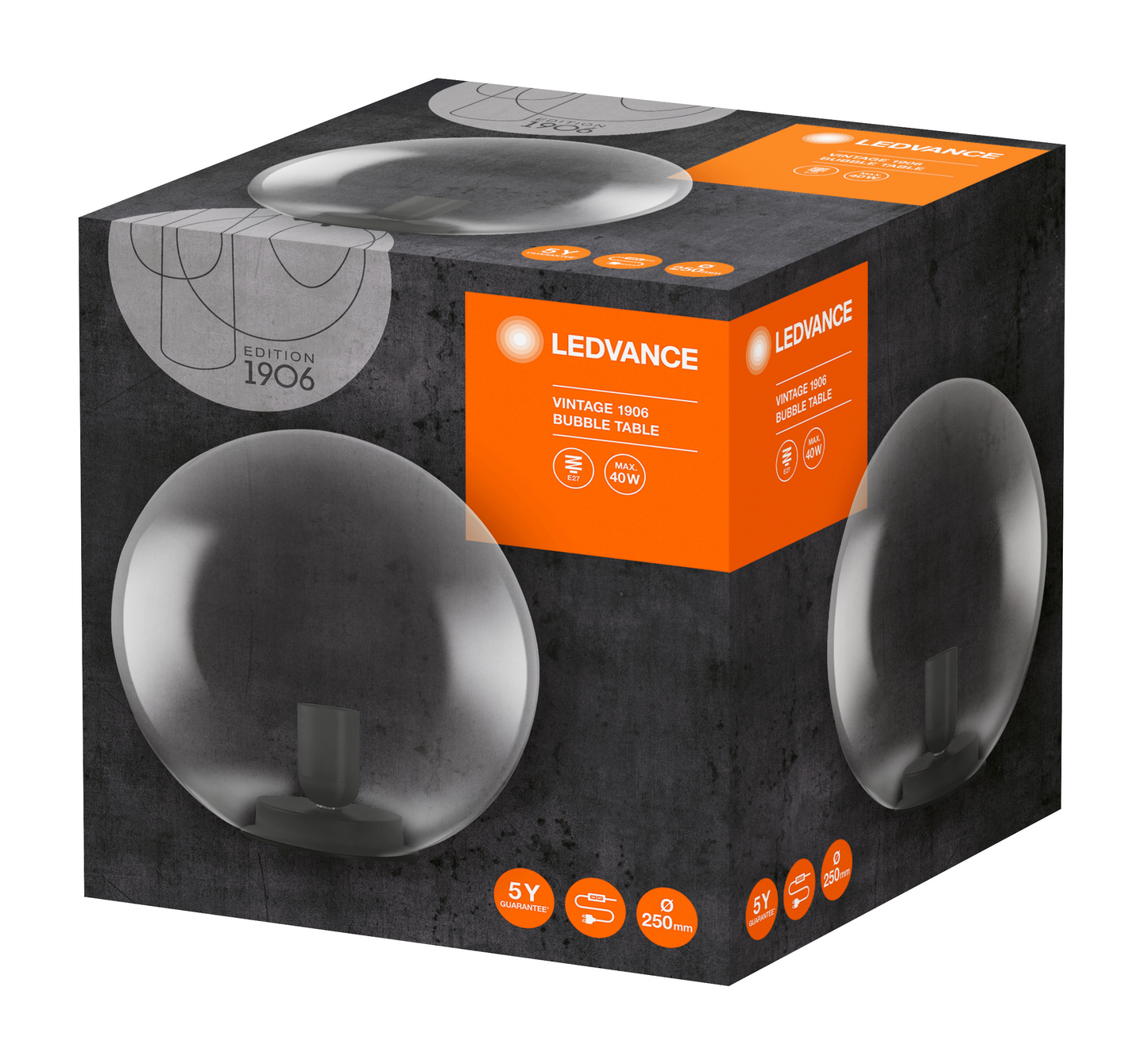 Pöytävalaisin LEDVANCE Bubble table glass smoke 250x245